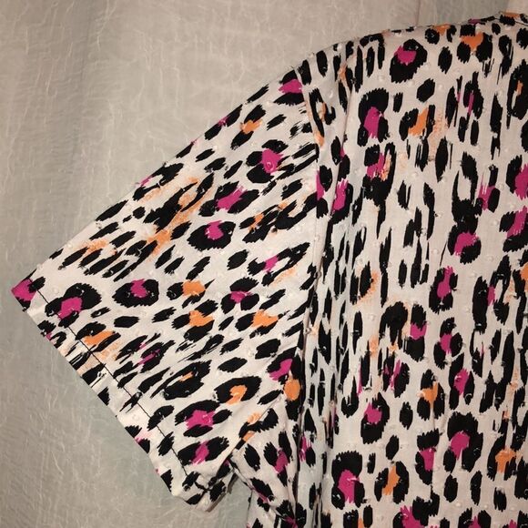 Runway M Cotton White Black Pink Peach Swiss Dot V Neck Scrub Top - Picture 11 of 15